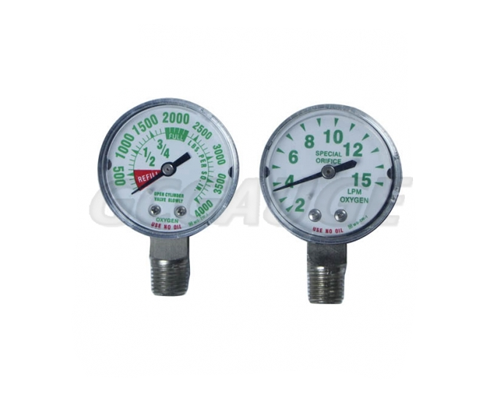 Medical system pressure gauges with high and lo...